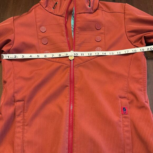 Bonfire Red Stripe Softshell Snowboard Jacket Women M Hooded Classic Fit - Picture 15 of 16